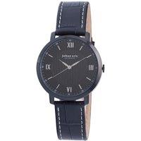 Koge Silver Sunray Dial Watch, Applied Indexes With Hydraulic Stamping Pattern Leather Strap With Crocodile Pattern