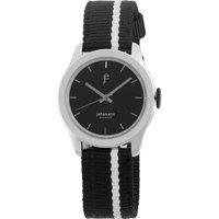 Black Dial Black Canvas Strap With White Stripe WAtch