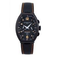 Black Dial With Orange Indices Black Band Watch