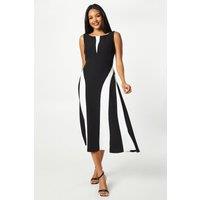 Panelled Skirt Colour Block Midi Wedding Guest Dress