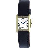 LADIES QZ WHITE DIAL ROMAN NUMERALS BLACK STRAP WATCH