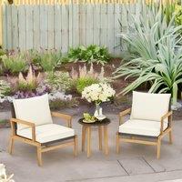 FURNOS Set of 3 Rattan Bistro Table & Chair in Natural