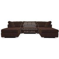 Furnishings For Less UK Bishop U Shaped Soft Fabric Jumbo Cord Detachable 5 Seater Large Sofa in Chocolate