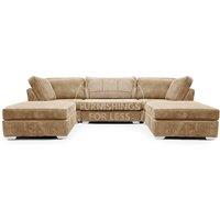 Furnishings For Less UK Bishop U Shaped Soft Fabric Jumbo Cord Detachable 5 Seater Large Sofa in Beige