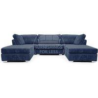 Furnishings For Less UK Bishop U Shaped Soft Fabric Jumbo Cord Detachable 5 Seater Large Sofa in Dark Navy