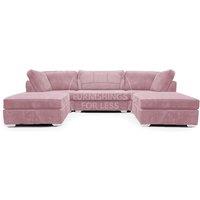 Furnishings For Less UK Bishop U Shaped Soft Fabric Jumbo Cord Detachable 5 Seater Large Sofa in Pink