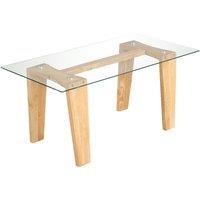 Costway Rectangle Coffee Table Modern Tempered Glass Top Accent Table Sofa Center Table in Natural