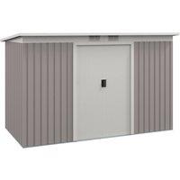 OUTSUNNY Garden Storage Shed Store Metal Building Tool Box Container w/ Roof Ventilation in Light Grey