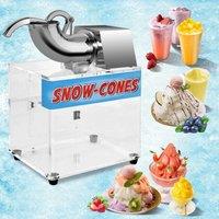 Costway Electric Snow Cone Maker Shaved Ice Machine w/ Dual Blades & Large Acrylic Box in White
