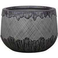 Primrose Pattern Textured Fibrecotta Round Planter In Charcoal 36cm in Black