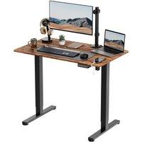 VonHaus Small Home Office Electric Standing Desk with USB-C Charging in Dark Brown