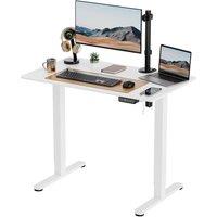 VonHaus Small Home Office Electric Standing Desk with USB-C Charging in White