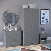 Home Discount Vida Designs Riano Trio Bedroom Set 3 Piece Storage Furniture in Grey