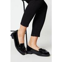 Dorothy Perkins Women's Wide Fit Leigh Fringe Loafers in True Black | Size: 4