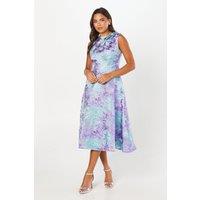 Coast Women's Jacquard Midi Dress With Seam Detail in Blue | Size: 8