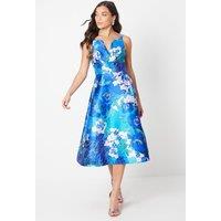 Petite Notch Neck Stripe Twill Midi Dress