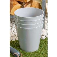 Wham Studio 4x 16cm Plastic Flower Pot Planters in Grey | Size: 4x 16 cm