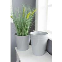 Wham Studio Set 4 21cm Round Plastic Planter in Grey