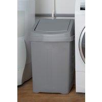 Wham High Grade 15L Plastic Flip Top, 15Ltr Small Waste Bin in Silver