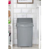 Wham High Grade 25L Plastic Flip Top, 25Ltr Medium Waste Bin in Silver