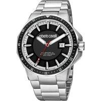 Roberto Cavalli by Franck Muller Men's Black Dial Grey Stainless Steel Watch in Silver