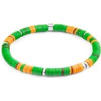 ANCHOR & CREW Men's Malawi Silver & Vinyl Disc Bracelet in Green | Size: 19 cm