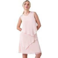 Roman Women's Petite Embellished Chiffon Tiered Shift Dress in Light Pink | Size: 8