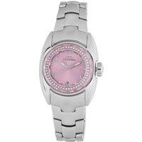 Chronotech Women's Pink Dial Diamond Watch in Silver