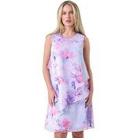 Roman Women's Petite Floral Print Tiered Chiffon Dress in Lilac | Size: 14