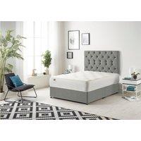 Somnior Premier Divan Bed with 24Cm Deep Mattress & Headboard In Linen Fabric in Silver | Size: Super King