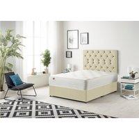 Somnior Premier Divan Bed with 24Cm Deep Mattress & Headboard In Linen Fabric in Cream | Size: Super King