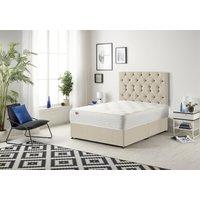 Somnior Premier Divan Bed with 24Cm Deep Mattress & Headboard In Wool Tweed Fabric in Natural | Size: Small Single