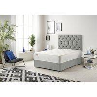 Somnior Premier Divan Bed with 24Cm Deep Mattress & Headboard In Wool Tweed Fabric in Grey | Size: Small Double