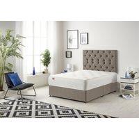 Somnior Premier Divan Bed with 24Cm Deep Mattress & Headboard In Wool Tweed Fabric in Brown | Size: Super King