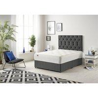 Somnior Premier Divan Bed with 24Cm Deep Mattress & Headboard In Wool Tweed Fabric in Charcoal | Size: Small Single
