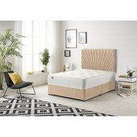 Somnior Platinum Ortho Sprung Memory Foam Mattress with Divan Bed with Headboard Plush Fabric in Beige | Size: King