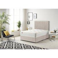Somnior Platinum Ortho Sprung Memory Foam Mattress with Divan Bed with Headboard Plush Fabric in Stone | Size: Super King