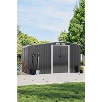 Grey Outdoor Garden Metal Storage Shed with Log Storage