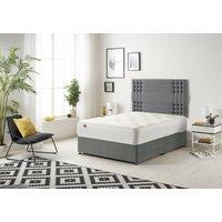 Somnior Flexby Plush Fabric Divan Bed with Orthopeadic Sprung Memory Foam Mattress & Headboard in Light Grey | Size: Small Double