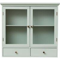 Melody Maison Sage Green Reeded Glass Wall Cabinet With Drawers