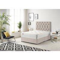 Somnior Premier Divan Bed with 24Cm Deep Mattress & Headboard In Plush Fabric in Stone | Size: Single