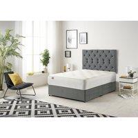 Somnior Premier Divan Bed with 24Cm Deep Mattress & Headboard In Plush Fabric in Light Grey | Size: Double
