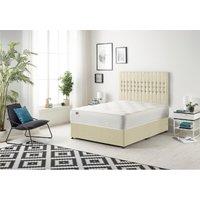 Somnior Galaxy Sprung Memory Foam Divan Bed with Headboard In Linen Fabric in Cream | Size: Small Double