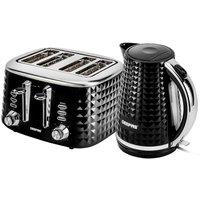 Geepas "Argyle" Matching 1.7L Jug Kettle & 4 Slice Toaster Set in Black