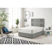 Somnior Flexby Linen Fabric Divan Bed with Orthopeadic Sprung Memory Foam Mattress & Headboard in Silver | Size: Single