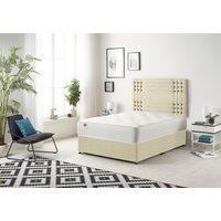 Somnior Flexby Linen Fabric Divan Bed with Orthopeadic Sprung Memory Foam Mattress & Headboard in Cream | Size: Small Single