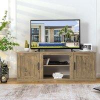 Costway Wooden TV Stand Entertainment Console Center With Storage Cabinets for 65 Inch TV in Natural