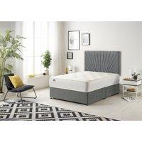 Somnior Platinum Ortho Sprung Memory Foam Mattress with Divan Bed with Headboard Linen Fabric in Dark Grey | Size: Super King