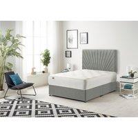 Somnior Platinum Ortho Sprung Memory Foam Mattress with Divan Bed with Headboard Linen Fabric in Silver | Size: Single