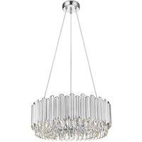 Netlighting Grenada 6 Light Chrome Crystal Pendant Ceiling Light in Grey